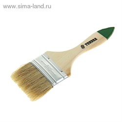 Кисть плоская "TUNDRA basic" натуральная щетина, деревянная ручка 2,5" (63 мм) 881512 - фото 12293
