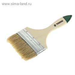 Кисть плоская "TUNDRA basic" натуральная щетина, деревянная ручка 4" (100 мм) 881514 - фото 12297