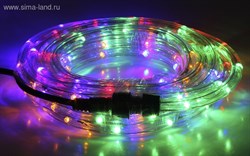 LED шнур 13 мм, круглый, 10 м, чейзинг, LED/м-24-220V, с контролл. 8р, мульти - фото 13796