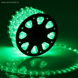 LED шнур 11 мм, круглый, 100 м, фиксинг, 2W-LED/м-24-220V, в компл. набор д/подкл. Зеленый - фото 13804