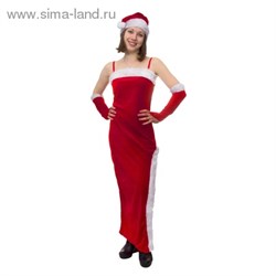 Карнавальный костюм "Новогодний" 3 предмета: платье, колпак, перчатки (XS-S) - фото 14038