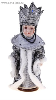 Кукла коллекционная "Снегурочка-царевна" в серебристо-чёрной шубке - фото 14070