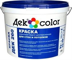 "Дек Сolor", ВД-Краска д/стен и потолков белая мат. ДЕК-260 А (5л) - фото 16378