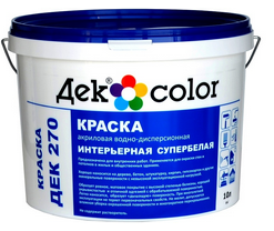 "Дек Сolor", ВД-Краска акриловая интерьерная супер белая мат. ДЕК-270А (10л) - фото 4304