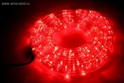 LED шнур 13 мм, круглый, 10 м, чейзинг, LED/м-24-220V, с контролл. 8р, красный