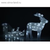 Фигура акрил. &quot;Сани с оленем&quot; Олень: 45х48х14 см, Сани: 42х22х20 см, 100 LED, 220V БЕЛЫЙ