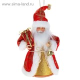 Дед Мороз мини в длинной шубе с колокольчиком