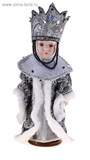 Кукла коллекционная "Снегурочка-царевна" в серебристо-чёрной шубке
