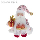 Дед Мороз с мешком в бело-красной шубе
