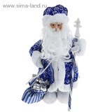 Дед Мороз в валенках в синей шубе