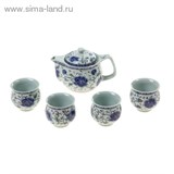Набор для чайной церемонии 5 предметов "Синий цветок" (чайник 400 мл, чашка 50 мл)