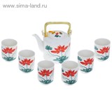 Набор для чайной церемонии 7 предметов "Дикий цветок" (чайник 600 мл, чашка 70 мл)