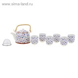 Набор для чайной церемонии 7 предметов "Синий сад" (чайник 900 мл, чашка 70 мл)
