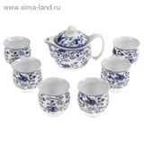 Набор для чайной церемонии 7 предметов "Синий цветок" (чайник 400 мл, чашка 70 мл)