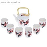Набор для чайной церемонии 7 предметов "Сакура" (чайник 600 мл, чашка 70 мл)