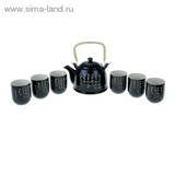 Набор для чайной церемонии 7 предметов "Иероглифы" черный (чайник 900 мл, чашка 70 мл)