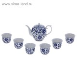 Набор для чайной церемонии 7 предметов "Гжель" (чайник 700 мл, чашка 70 мл)