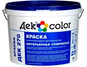"Дек Сolor", ВД-Краска акриловая интерьерная супер белая мат. ДЕК-270А (5л)