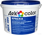 "Дек Сolor", ВД-Краска латексная влагостойкая износостойкая белая мат. ДЕК-480L (10л)