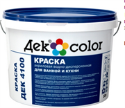 "Дек Сolor", ВД-Краска для ванной и кухни белая мат. ДЕК-4100А (10л)