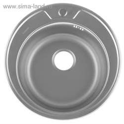 Мойка круглая, матовая, врезная, 0,8 мм, 490 мм х 180 мм   1174289 - фото 13158