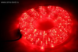 LED шнур 13 мм, круглый, 10 м, чейзинг, LED/м-24-220V, с контролл. 8р, красный - фото 13795