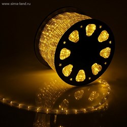 LED шнур 11 мм, круглый, 100 м, фиксинг, 2W-LED/м-24-220V, в компл. набор д/подкл. Желтый - фото 13805