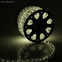 LED шнур 11 мм, круглый, 100 м, фиксинг, 2W-LED/м-24-220V в компл. набор д/подкл. Тепл. Бел. - фото 13808