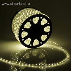 LED шнур 13 мм, круглый, 100 м, фиксинг, 2W-LED/м-36-220V в компл. набор д/подкл. Тепл. Бел. - фото 13812