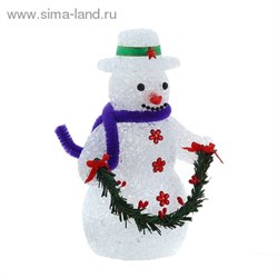 Фигура акрил. "Снеговик" 17х8 см, LED (батарейки ААА LR44 3 шт.) БЕЛЫЙ - фото 13955