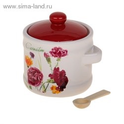Банка для сыпучих продуктов "Весна" 350 мл, 10х11 см с ложкой - фото 14788