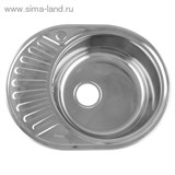 Мойка овальная, глянцевая, врезная, правая, 0,8 мм, 570 мм х 480 мм х 180 мм   1174285