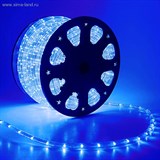 LED шнур 11 мм, круглый, 100 м, фиксинг, 2W-LED/м-24-220V в компл. набор д/подкл. Синий