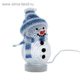 Фигура акрил. "Снеговичок в синем" 10х6 см, 1 LED, USB