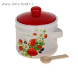 Банка для сыпучих продуктов "Клубничка" 350 мл, 10х11 см с ложкой