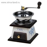 Кофемолка с ручкой "Гжель", 9,5*16 см темное дерево