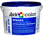"Дек Сolor", ВД-Краска акриловая интерьерная супер белая мат. ДЕК-270А (10л)